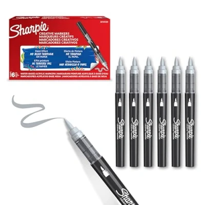 Bild av Sharpie Creative Marker Acrylic Paint Pens Brush Tip Water Based Markers Cool Grey 6 Count