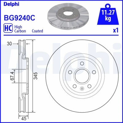 Bild av Bromsskiva DELPHI BG9240C
