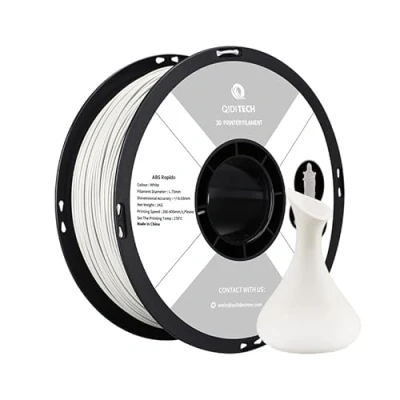 Bild av QIDI TECH ABS filament 1,75 mm,3D skrivarfilament Rapido 1 kg spole,lämplig för hyperhastighetsutskrift,3D utskriftsfilament passar de flesta FDM 3D skrivare, mycket motståndskraftig,Vit