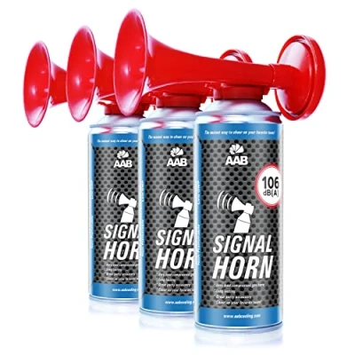 Bild av 3x AABCOOLING Signal Horn 106 dB (A) Upp Till 120 Korta Signaler, Lufthorn Tryckluft med Icke Brandfarlig Gas, Pumpluft Horn, Dimhorn, Hooter, Innovativ gas fanfardesign, högtalare och siren