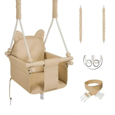 Bild av MAMOI® Babygunga, babygunga inomhus, barngunga av trä, trägunga för barn, gunga dörrkarmar, swing, småbarn från 1 år barnrum