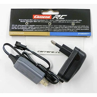 Bild av Carrera RC Snabbladdning set 5 V 2,4 A USB strömförsörjning GS+ kabel för 6,4 LifePo4 batteri 370600071&quot;