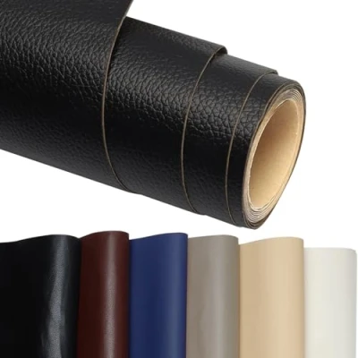 Bild av Konstläder självhäftande, läderlapp 60 x 300 cm läder reparation patch PU reparationsband för soffor, handväskor, jackor, bilstolar, möbler (svart)