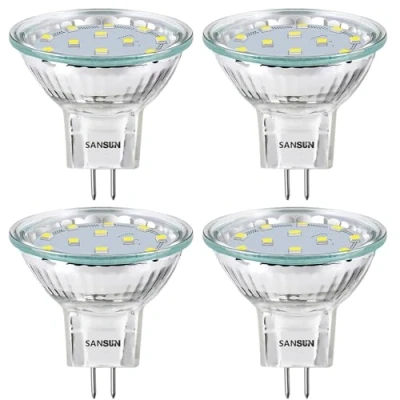 Bild av 2,4 W LED MR11 glödlampor, ersättning för 12 V 20 35 mm halogen, fiberoptik julgransglödlampa, G4/GU4/GZ4 Bi Pin bas, dagsljus vit 4 000 K, (förpackning med 4)