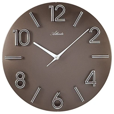 Bild av Atlanta väggklocka kvarts brun rund Modern analog 4397 3, BRUN, 30 cm,