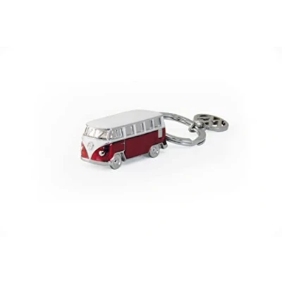 Bild av BRISA VW Collection Volkswagen emaljerad 3D metallnyckel berlock ring nyckelringstillbehör nyckelhållare i T1 Bulli Bus design (klassisk bus/röd)