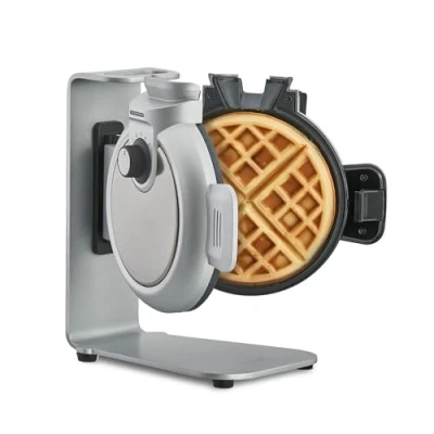 Bild av CASO WaffleUp vertikalt våffeljärn, belgiskt för perfekt belgisk våffel, 5 valbara garvningsnivåer, 2 vägs non stick beläggning, inget överskott av deg, rostfritt stål
