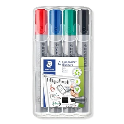 Bild av Staedtler Lumocolor 356 B WP4 Flipchart Marke, nachfüllbar, Box mit 4 Farben, 1 box, 351 9 VE
