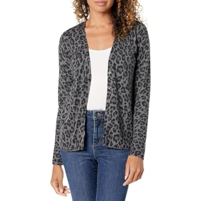 Bild av Amazon Essentials Kvinnors Lätt V ringad cardigan tröja (finns i plusstorlek), Kolsvart ljung Djur, M