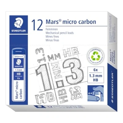 Bild av Staedtler 250 13 HB Mars Micro Feinminen, Minendurchmesser 1,3 mm, HB, 12 Stück, graphitgrau, VE