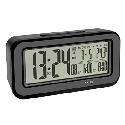 Bild av TFA Dostmann Digital trådlös väckarklocka BOXX, med inomhustemperatur, uppladdningsbar via USB, plast, svart, L 142 x B 45 H 73 mm