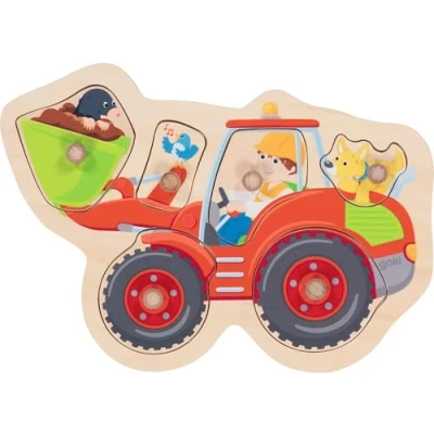 Bild av Goki Wooden Stud Puzzle Wheel Loader 6 pcs. Trä