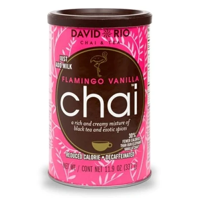 Bild av David Rio Chai Tee All Products for On line Discounts Flamingo Vanilla Decaf Sugar Free 398g