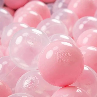 Bild av KiddyMoon 300 Ø 7 cm barnbollar lekbollar för bollbad baby plastbollar tillverkade i EU, rosa/transparent