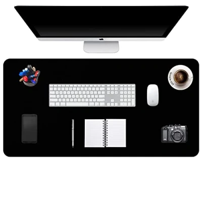 Bild av DOBAOJIA Skrivbordsmatta Stor, Utökad Musmatta, Mouse Pad XXL, Mat Extra Large, Skrivbordsblotter, Bärbar Datormatta, Skrivmatta, PU läder vattentät + mocka halkfri 90 x 43cm (Svart)