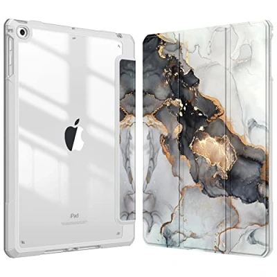 Bild av Fintie Hybrid Slim fodral för iPad 6:e generationen 2018, 5:e 2017, Air 2, 1 (9,7 tum) [Med pennhållare] Stötsäkert med klart transparent bakstycke, molnig marmor