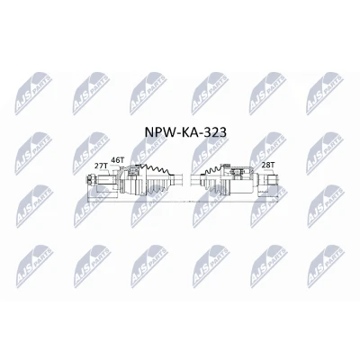 Bild av NTY NPW KA 323 Arbre de transmission Essieu avant 680 boîte vitesses manuelle KIA: cee‘d I Break, 5 portes, Pro 3 portes
