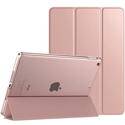 Bild av TiMOVO iPad fodral för 10.2 tum 9:e generationen 2021/iPad 8:e 2020/iPad 7:e 2019, tunt, genomskinligt och hårt skyddande smart i plast med stativ, 10,2 tum, roséguld