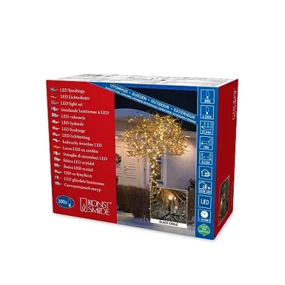 Bild av Konstsmide Micro LED ljusslinga, 300 bärnstensfärgade dioder, 24 V extern trafo, svart kabel 3616 800