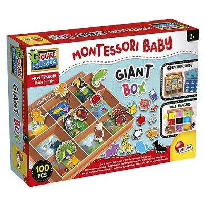 Bild av Lisciani Montessori jättelåda pedagogiskt spel utbytbar bakgrund många aktiviteter klassificering av föremål för barn från 2 år