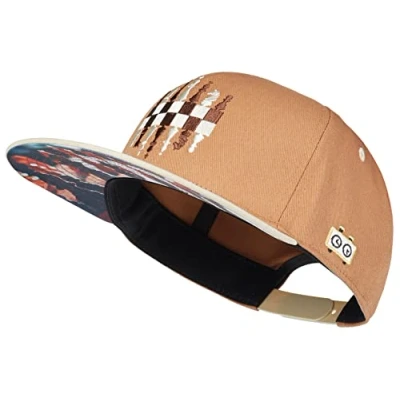 Bild av Cadency Snapback Cap herr, schack, baseballkeps, basebollkeps, rak skärm, premiumkvalitet, hållbar, en storlek, unisex, ljusbrun, justerbar BRUN, one size