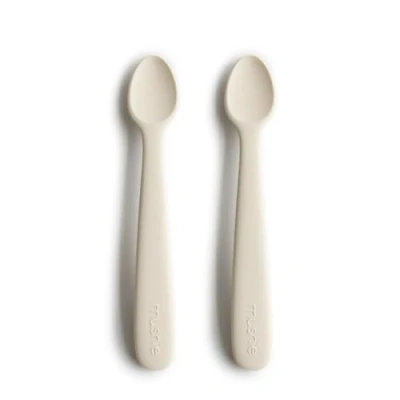 Bild av Mushie Silikonskedar för Bebisar 1x Set med 2 och Småbarn Material: Livsmedelsgodkänd Silikon Diskmaskinssäker Ivory