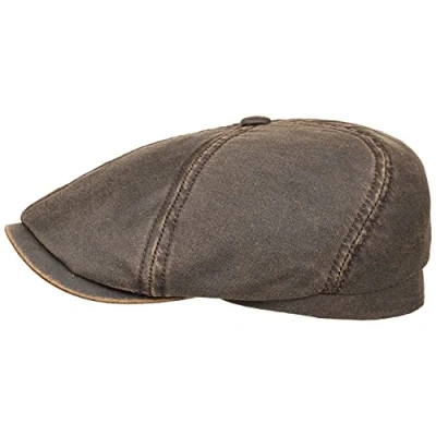 Bild av Stetson Brooklin Old Cotton flatcap för män glidmössa i använd look keps med UV skydd 40+ toppmössa bomull herrmössa storlekar SXXL platt mössa/vår/sommar, BRUN, 60 61