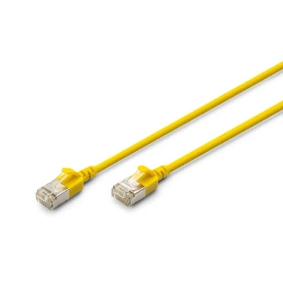 Bild av DIGITUS LAN kabel Cat 6A 0,5m Slim Version AWG 32/7 10 Gbit/s RJ45 Nätverkskabel F/FTP PoE+ LSZH Kompatibel med Cat7, Cat6, Cat5e Gul