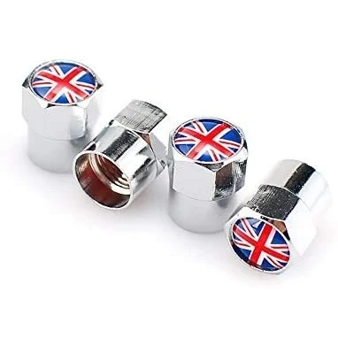 Bild av GOLITON Brittisk flagga mini ventilhätta metall gasmunstycke lock silver (brittisk flagga)