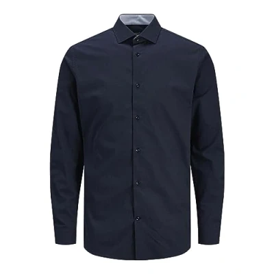 Bild av JACK &amp; JONES Jprblaparker Detail skjorta L/S Noos fritidsskjorta, Perfekt marin/passform: smal passform, XXL