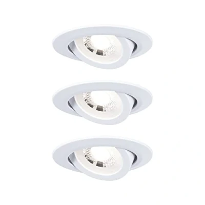 Bild av Paulmann 92985 LED inbyggnadsljussats svängbar varmvit 3 Step Dim rund inkl. 3x6 watt dimbar infälld spotlight vit matt plast spot 3000 K