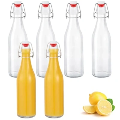 Bild av Zanfqvo glasflaskor 500 ml med strykförslutning, 6 stycken små flaskor för fyllning, strykflaska olja, vinäger, juice och limonad