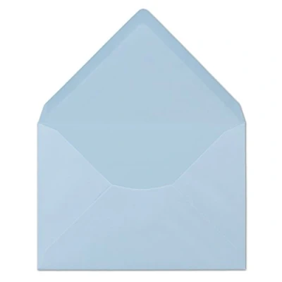 Bild av 25 din C6 kuvert ljusblå 11,4 x 16,2 cm, 80 g/m² våtlimning, postkuvert utan fönster, perfekt för jul gratulationskort inbjudningar från glöd agent