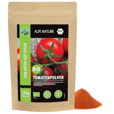 Bild av Alpi Nature ekologiskt tomatpulver (250g), tomatpulver, malda tomater från kontrollerad ekologisk odling, 100 procent rent och naturligt