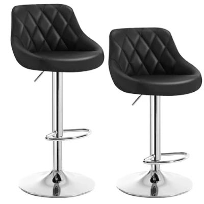 Bild av WOLTU BH23sz 2 barpall motpall, väl vadderad, konstläder, justerbar i höjdled, vridbar, 11 färger, x pallar, svart
