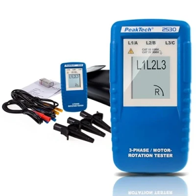 Bild av PeakTech P 2530 3 fas Rotationsriktningsindikator/Rotationsfältstestare med LCD display, 1 st