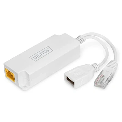 Bild av DIGITUS PoE splitter RJ45 ingång till kontakt &amp; USB A uttag 10/100 Mbit/s Skyddsklass IP40 standard IEEE802.3at 100 m räckvidd Cat5e, Cat6, Cat6A