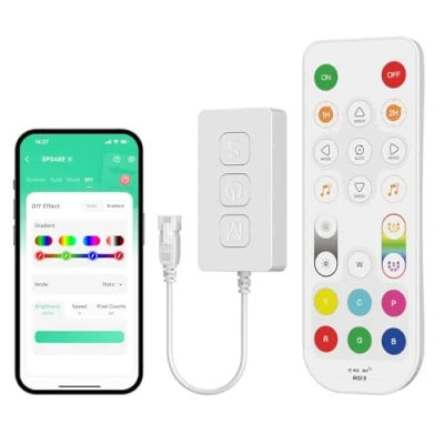 Bild av PAUTIX WIFI LED styrenhet SP548E fungerar för Alexa, WS2811 WS2812 remsor dröm adresserbar färg pixlar ljus DC5 V 24 APP/RF fjärrkontroll (INTE RGB remsa utan IC)