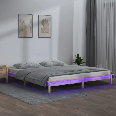 Bild av Sängram LED 140x200 cm massivt trä