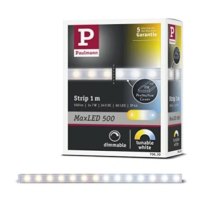 Bild av Paulmann 70630 MaxLED Tunable White LED Strip belagd Stripe 1 m ljusremsa 7 W ljusband med vitt ljus styrt band