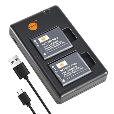 Bild av DSTE 2 st LI 90B 92B (2 000 mAh/3,7 V) batteriladdarset kompatibel med Olympus SH 1, 50, iHS 60, SP 100, Tough TG 2, 3