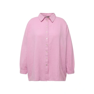 Bild av Ulla Popken Collared Muslin Skjorta, Storlek: 46/48, Light violet