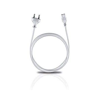 Bild av Oehlbach Powercord C7/300 nätkabel 2 polig med eurokontakt (CEE7/16) VDE testad mycket flexibel, utmärkt kontaktsäkerhet 3 m vit
