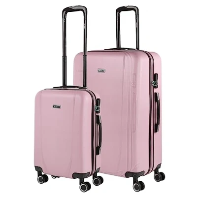 Bild av ITACA Set med 2 Rigid Travel Resväskor 55/75 cm 4 hjul ABS. Resistenta och Lätta. Övre sidoHandtag Kombinationslås. Liten stuga godkänd stor., Rosa