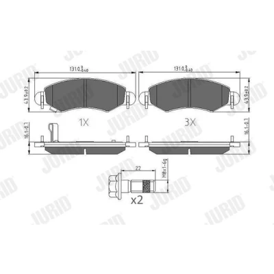 Bild av JURID 573378J Jeu de plaquettes frein avec indicateur d&#039;usure SUZUKI: IGNIS 2, Wagon R+ II 3/5 portes, R III SUBARU: JUSTY 3