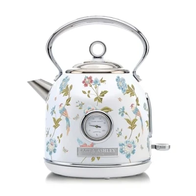 Bild av Laura Ashley Elektrisk Vattenkokare med Elveden Vitt Print av VQ 1,7 Liters Sladdlös 3 KW Snabbkokning, Overhettningsskydd och Temperatur Indikator