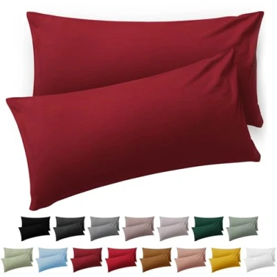 Bild av Blumtal Örngott 40x70cm set med 2 Örngott, Aurora Red, av mjuk Mikrofiber tvättbart Oeko TEX certifierat för kuddar