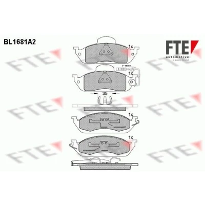 Bild av FTE 9010291 Jeu de plaquettes frein Essieu avant contact signal d&#039;usure inclus MERCEDES BENZ: Classe ML