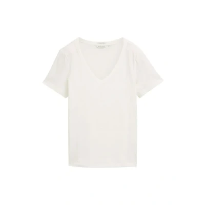 Bild av TOM Tailor MIT Vausschnitt Tshirt med print, Storlek: Large, Whisper white