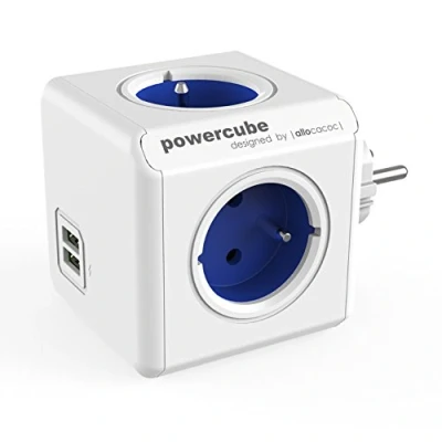Bild av Allocacoc PowerCube Enchufe DuoUSB, 4 kort 250 V + 2 USB, FR, färg vit